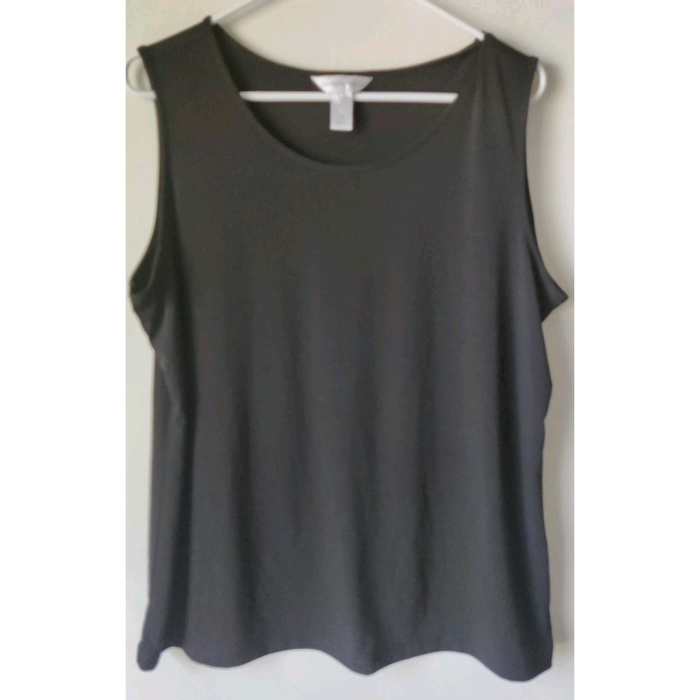 Christopher & Banks Women's Black Tank Top Round Neck Poly Blend Business Size X